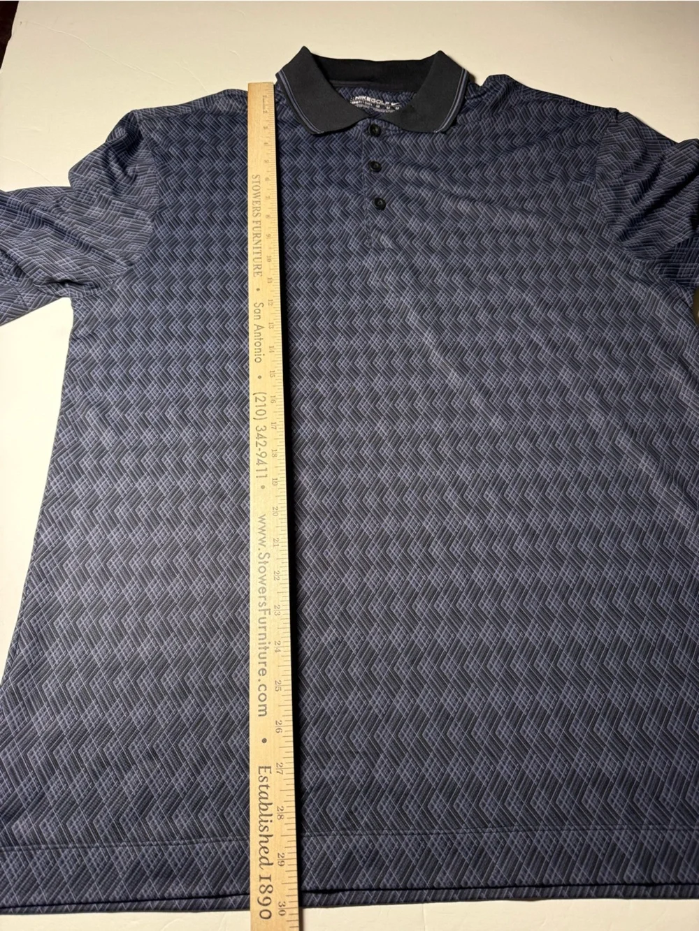 Nike Golf Dri-Fit Polo Shirt Men’s Medium Gray Geometric Print Stretch